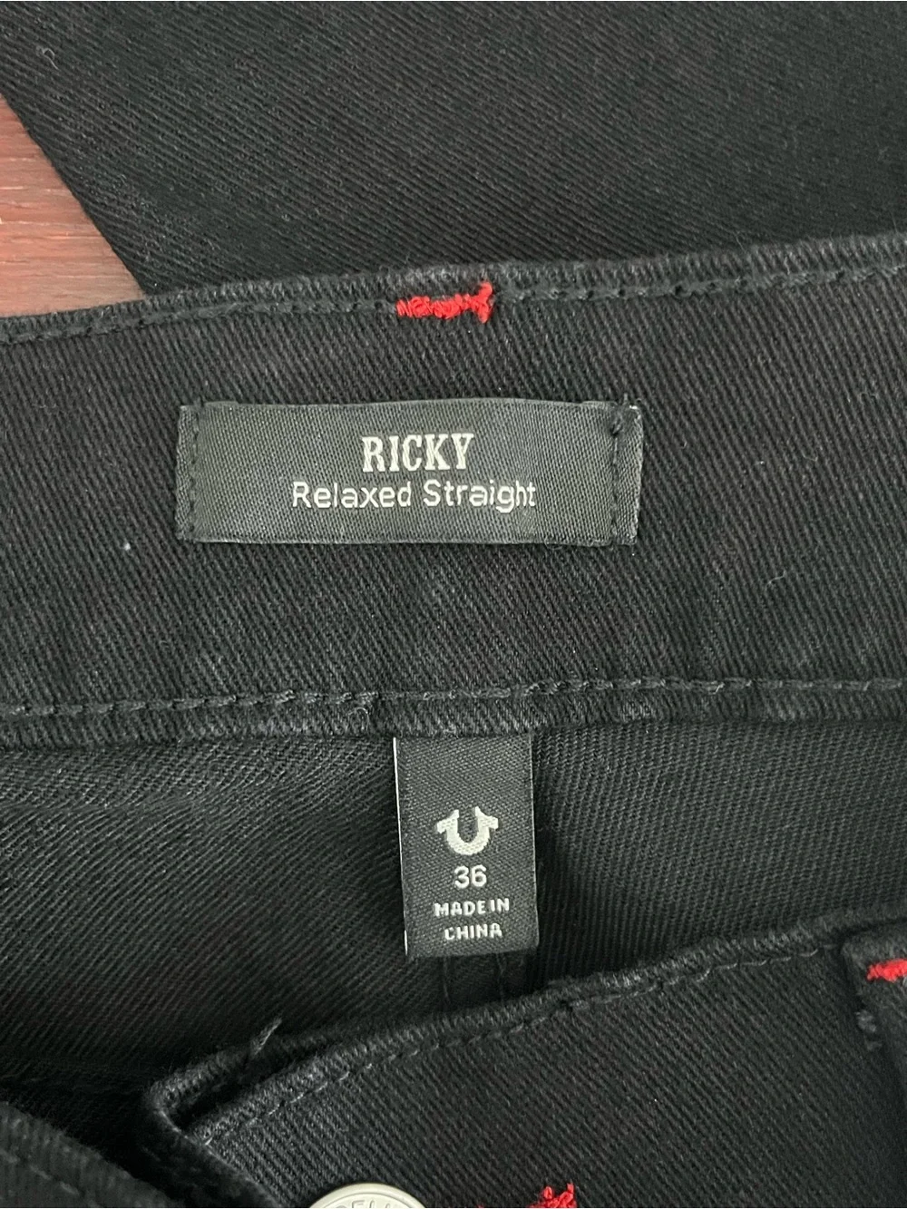 True Religion Ricky Applique SN Flap Straight “2SB Black Rinse” 36x30 #701564